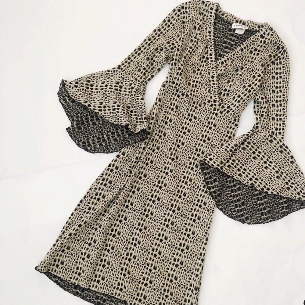 Vintage textured print midi dress